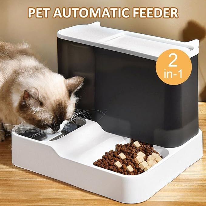 RUNAAAJ 2 in1 Feeder Food Water Dispenser Bowl Automatic Dog Cat Bottle Pet Self Feeding for Small Medium Dog Pets Puppy Kitten (Pink)