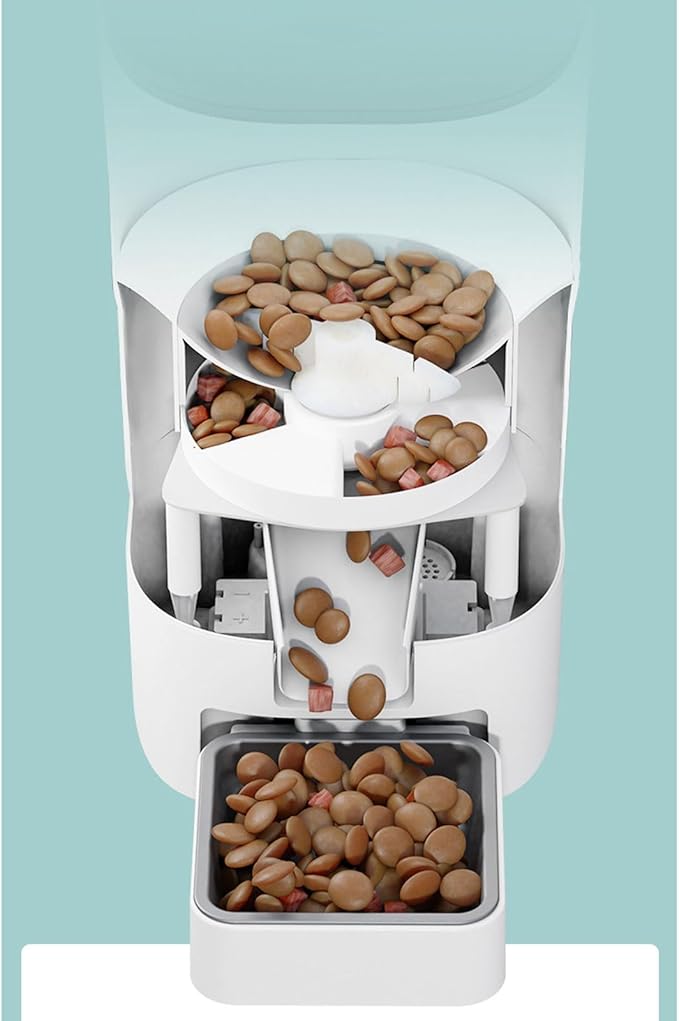 Pet Feeder White Pet Automatic Feeder Smart Cat and Dog Feeder 6l Food Storage Bucket Square Pets Supplies Compatible with Cats and Small Dogs Pets Supplies(WiFi Type)