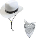 Dog Cowboy Hat and Bandana Scarf Dog Cat Sombrero Puppy Hat Dog Cat Costume Cosplay Cap Puppy Pet Dog Cat Holiday Pet Party Decoration (White)