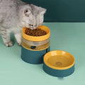 Pet Double Bowl Water Dispenser, 1L Neck Protection Anti Tip Cat Dog Food Water Bowl, Automatic Water Dispenser Dog Basin Cat Basin Pet Feeder for Dogs Cats (Green)