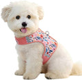 Dog Harness for Small Sized Dog,Hook-and-Loop Easy On/Off, Reflective Adjustable Soft Mesh Vest for Puppy (Pink Floral Print,L)