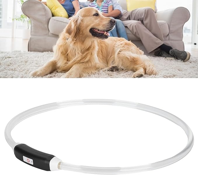 LED Dog Collar, USB Rechargeable Light Up Dog Collars, Adjustable Cuttable Night Walking Dog Lights, Reusable Safety Glowing Dog Collar Pet Necklace for Small Medium Large Dogs