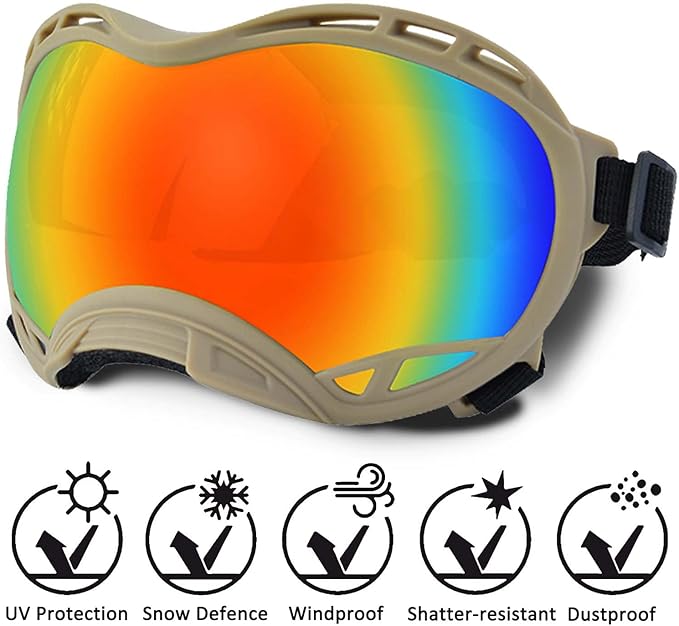Dog Sunglasses,Doggles Anti-UV Protection,Pet Sunglasses with Adjustable Strap,Suitable for Motorcycle Car Driving Bike Riding Hiking Swimming Wind Dust Fog Dog Eye Protection