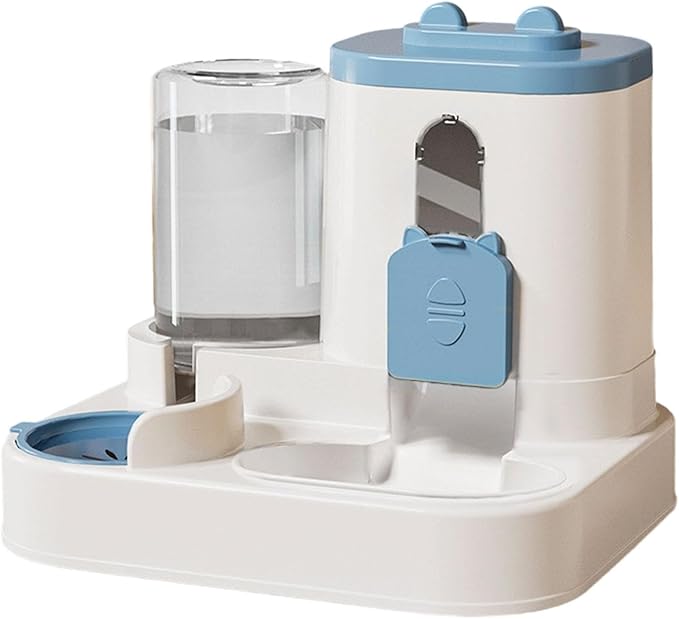 Automatic Pet Feeder and Waterer 2-in-1 Food Water Dispenser Anti-Slip Feeding Station for Cats and Small Medium Dogs- Blue
