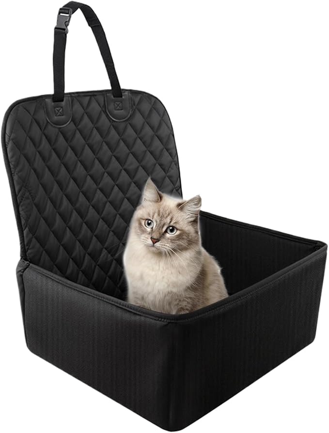 Dog Car Seat - Waterproof Pet Carrier for Travel with Safety Belt | Large Backseat Cover with Quilted Cushion, Easy Clean Setup for SUV Barrier, Cat and Puppy Road Trip Protection
