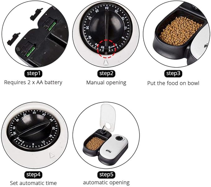 Automatic Cat Feeder, Food Dispenser for Cats and Dogs with Timer Programmable,Smartfeeder,Wet and Dry Food Auto Dispenser,1-2 Meals,Battery Operated, Keep Food Fresh