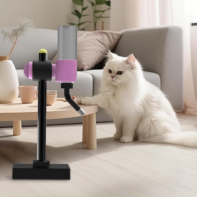 Pet Water Bottle Dispenser Automatic Water Drinker Adjustable Height Pet Feeder Drinking Fountain for Go Out Dog Household, Black