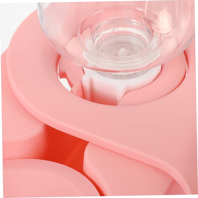 Pet Feeder with Bowls Rotating Stainless Steel Design for Cats and Dogs Clean Automatic Water Dispenser Space-Saving Pet Feeding Station Pink