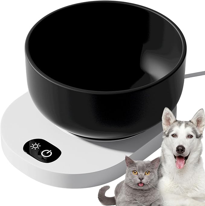 Pet Heated Water Bowl - Automatic Temperature Control, Ceramic Dog Cat Feeder, 35°C Warm Drinking Dish | Indoor Outdoor Home Table for Indoor Outdoor Home Table
