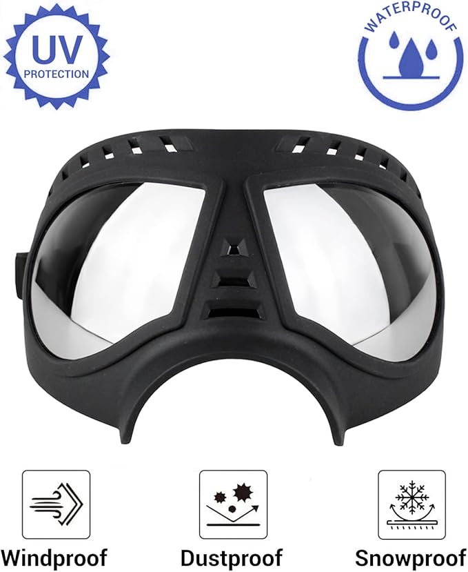 Namsan Dog Goggles for Large Dogs, Wide Snout & Soft Frame, Tactical Driving Sunglasses for Dogs Medium to Large Breed, Anti-UV Dog Eye Protection, Windproof Dustproof, Adjustable, Black