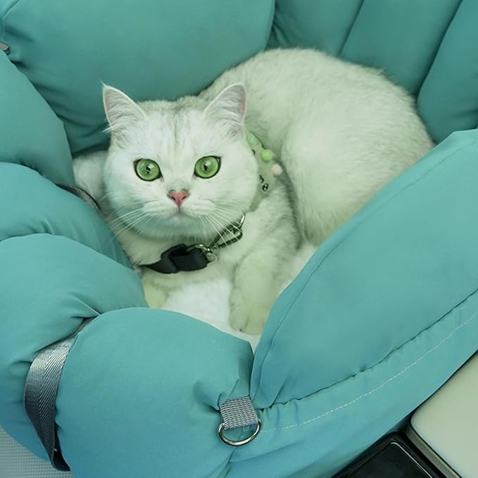Portable Dog Seat, Booster Car Seat, 15.12 Inches Pet Carrier with Cushion, Soft Sided Fabric Bed, Dog Car Seats with Secure Harness, Puppy Travel Seats for Small Dogs Pets