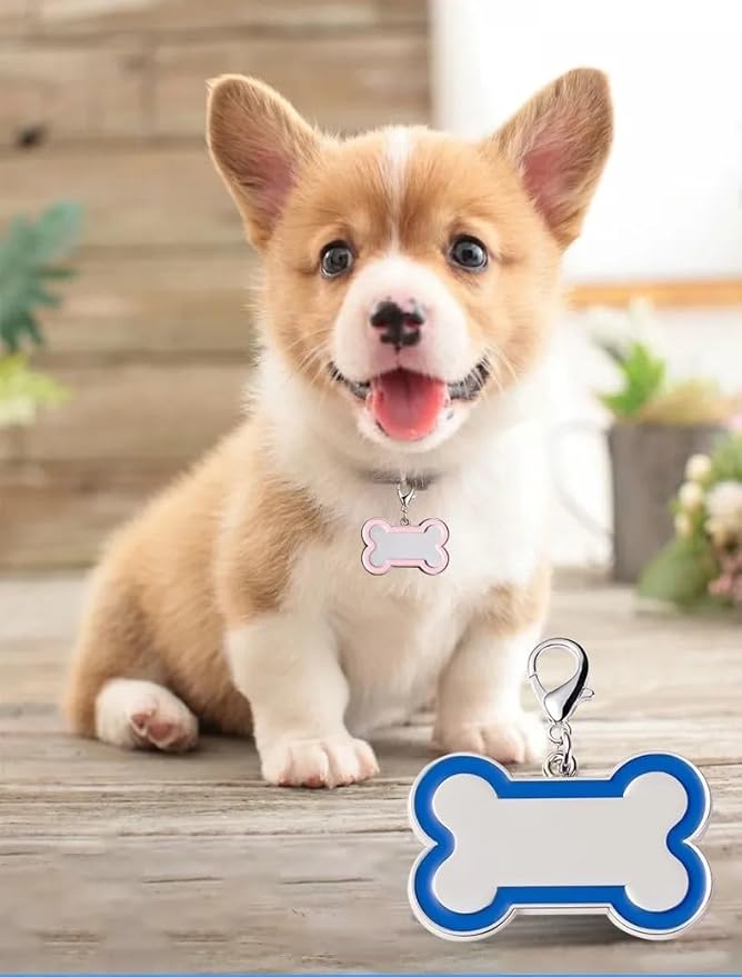 Personalized Dog ID Tags - tag for Dog Collar, pet ID tag, Dogs Tags for Pets, Laser Engraved, Name Tags for Dogs, Dog Tags for Large Dogs, Blank Dog Tags (Bone-Shaped-Large: Pink)