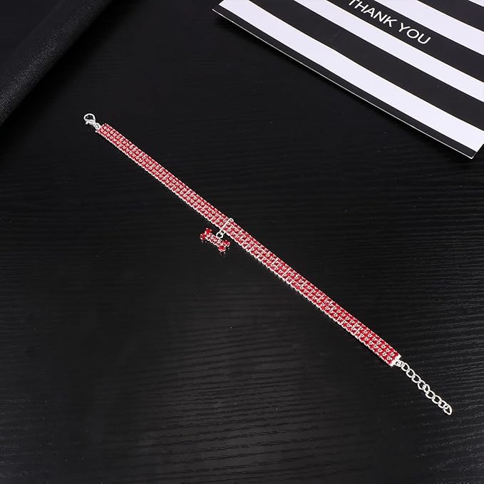 BESPORTBLE Rhinestone Pet Collar Dog Crystal Collar Adjustable Buckle Red Large Size for Pet Supplies