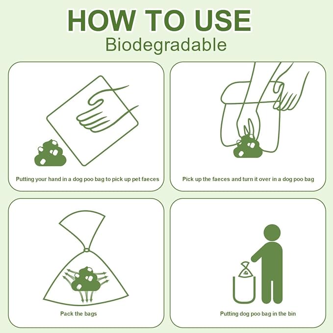 Strong Green Leak Proof Waste Bag for Dogs-270 Large Poop Bags,Biodegradable Dog Poo Bags with Corn Starch Blended Compostable Bag