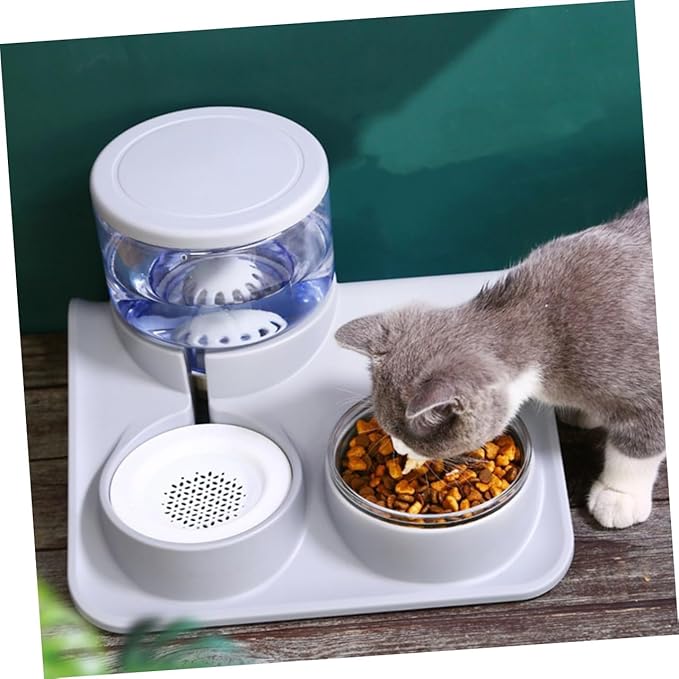 1pc Automatic Pet Feeder Water Bowl for Dogs and Cats Capacity Easy to Automatic Water Refill Convenient Design for Pet Drinking and Eating Grey Color