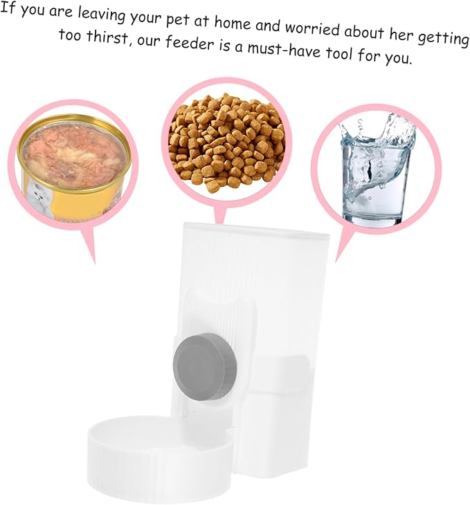 Angoily Automatic Pet Food Feeder Hanging Type Dog and Cat Food Dispenser No Leakage Design Easy Installation for Cage for Puppy and Kitten Feeding