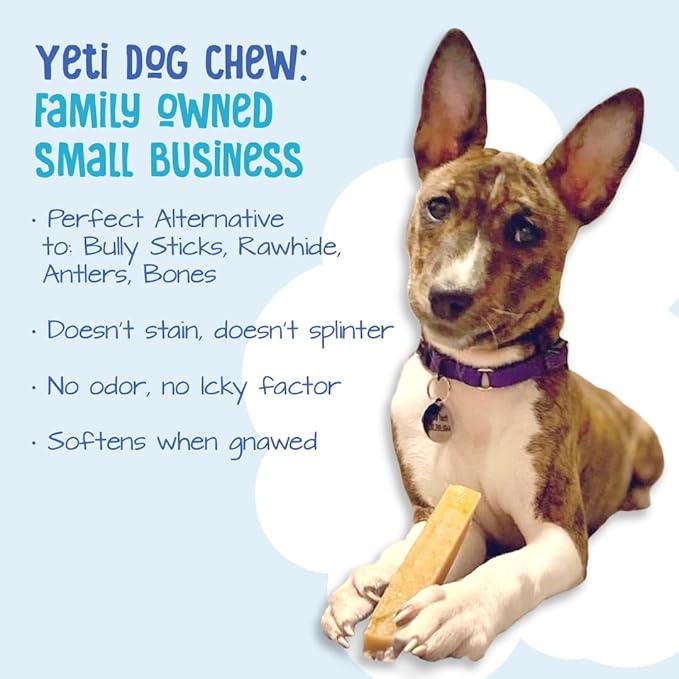 Yeti Dog Chew - Yak Cheese Himalayan Dog Chews - Healthy Long Lasting - Yak Chews for Large, Medium and Small Dogs - Yak Bones for Dogs - Natural Yak Cheese Dog Chews - Large, 3.5 oz, Piece