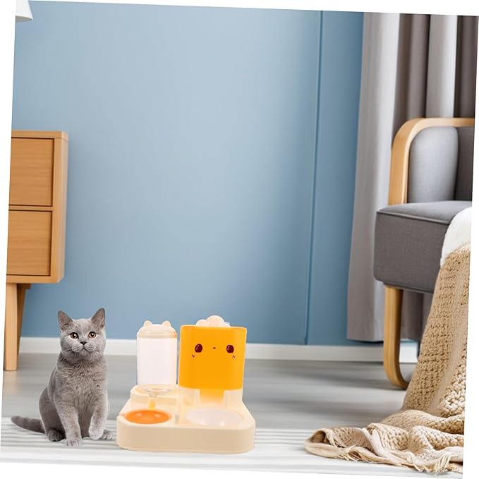Hemoton Automatic Pet Feeder Water Dispenser Double Bowls for Cats Dogs Self-Feeding Cat Feeder Pet Food and Waterer Dog Bowl