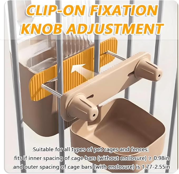 2-Pack Large-Capacity Hanging Automatic Pet Feeder & Water Dispenser - Refillable from Outside The Cage, 50oz/1500ml, for Small/Medium Dogs, Cats, Rabbits & Guinea Pigs