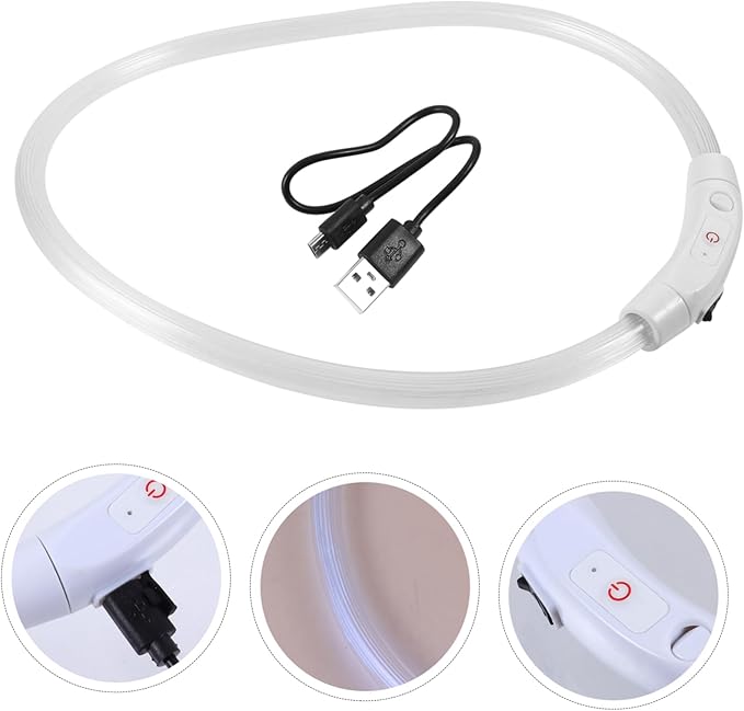 KESYOO LED Rechargeable Glow Collar for Dogs and Cats USB Charging Pet LED Light Up Collar Stylish Eye Catching Design for Pets Durable Tube for
