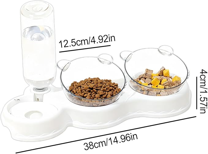 Dog Waterer Bowl - Automatic Waterer for Pets with Food Bowl | Pp+pc Durable Material, Easy Fill Design with Large Capacity, Suitable for Small Medium Large Dogs Cats Kittens Bunnies Indoor Daily Use