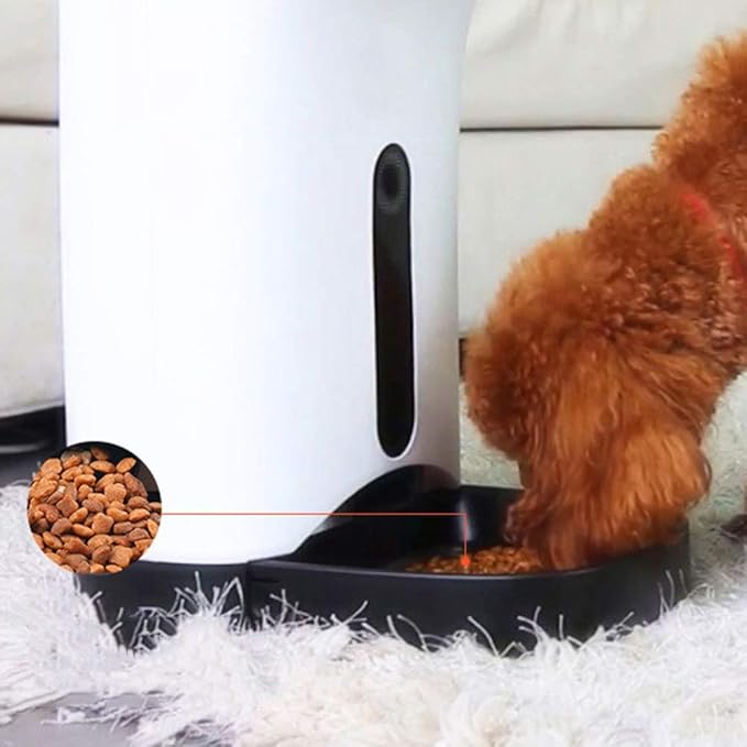 feeders White + Black pet Dog cat Automatic Feeder 4.3L Large Capacity recordable Feeding Machine Bowl 4 Meals Timing quantitative Dual Power Supply ABS