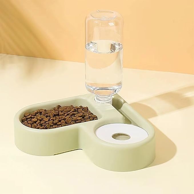 TiaoBug Pet Automatic Water Feeder and Food Bowl Gravity Auto Refill Waterer Feeder for Dogs Cats Green One Size