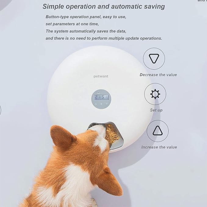 6 Meal Automatic Pet Feeder, Auto Dog Dry Wet Food Dispenser, Automatic Dog Cat/Dog Feeder with Portion Control, Timed Cat Dog Feeder for Small Medium Cats Dogs