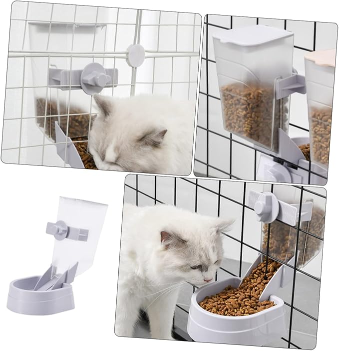 1pc Hanging Pet Bowl Automatic Cat Feeder Dog Food Container Gray -tip Design for Smooth Dispensing for Crates and Cages for Pets
