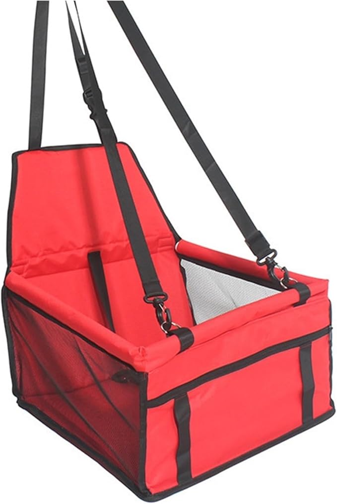Dog Car Seat,Scratch Proof Durable Pet Booster Car Front Seat Puppy Safety Belt Stable Foldable Travel Pet Car Seat(Red)