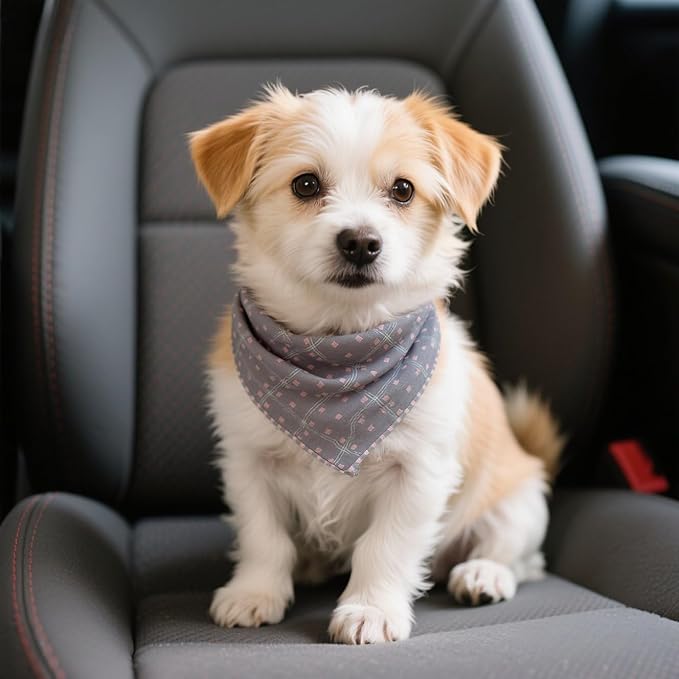 Double Layers Two Tones Dog Cotton Square Bandana Bibs Scarf Kerchief for Small Medium Dogs Boy or Girl - DCB04 P&P