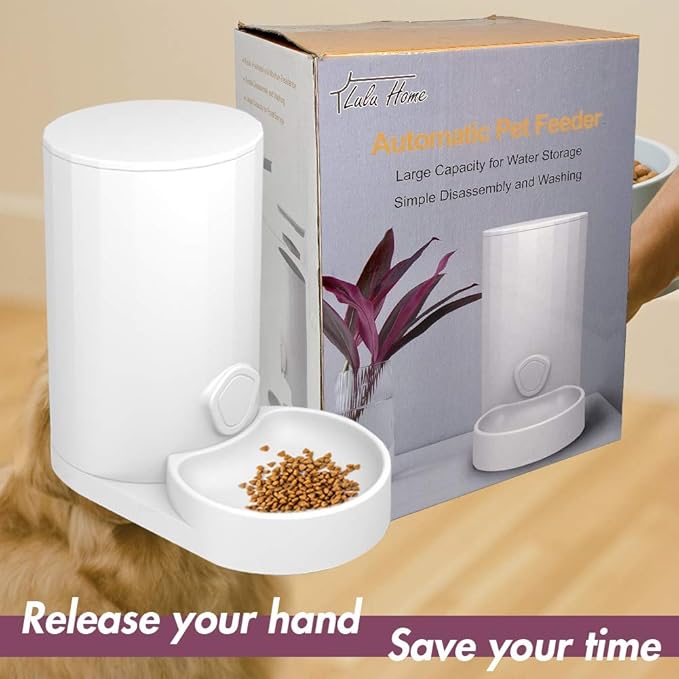 Lulu Home Pet Food Feeder, 2.5L Gravity Pet Feeder for Dogs Cats