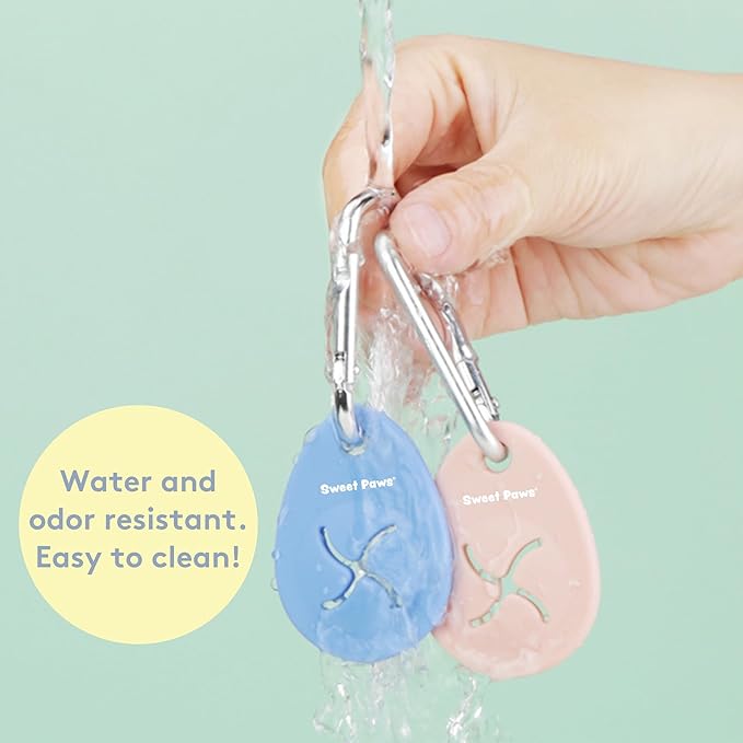 Sweet Paws Dog Poop Bag Holder Charm for Hands-Free Carry of Used Dog Poop Bag on Leash, Lightweight Durable Silicone, Preserves your Diginity and Frees your Hands-Glacier