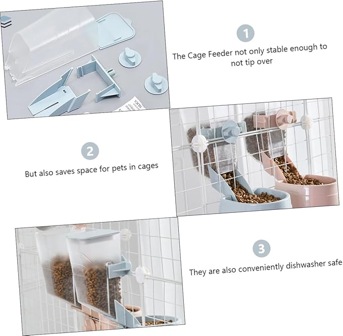 2L Hanging Automatic Pet Food Feeder Bowl for Dogs and Puppies, Blue Plastic Pet Food Dispenser for Cage Use, Suitable for Small to Medium Dogs