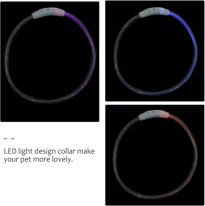 Mikikit Led Dog Collar USB Rechargeable for Puppies Night Safety Pet Glow Collar Led Light
