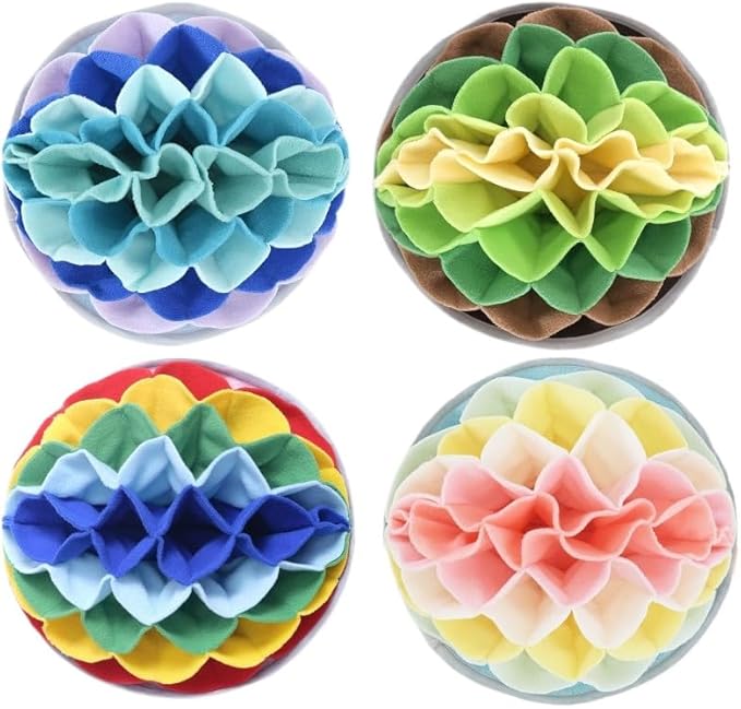 Floral Snuffle Mat for Dogs and Small Pets, Interactive Pet Enrichment Mat for Nose Work and Slow Feeding, Washable Anti-Anxiety Toy (Pink Bud)