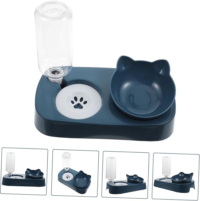 Elevated PET Feeding Bowl Automatic Water Dispenser for Cats and Dogs Non-Slip Tilted Design Neck Protection for Indoor Use
