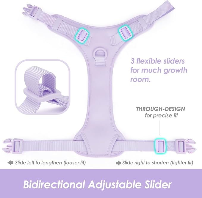 No Pull Dog Harness, Puppy Vest with Front Clip for Small Medium Large Sized Dog(Light Purple,S)