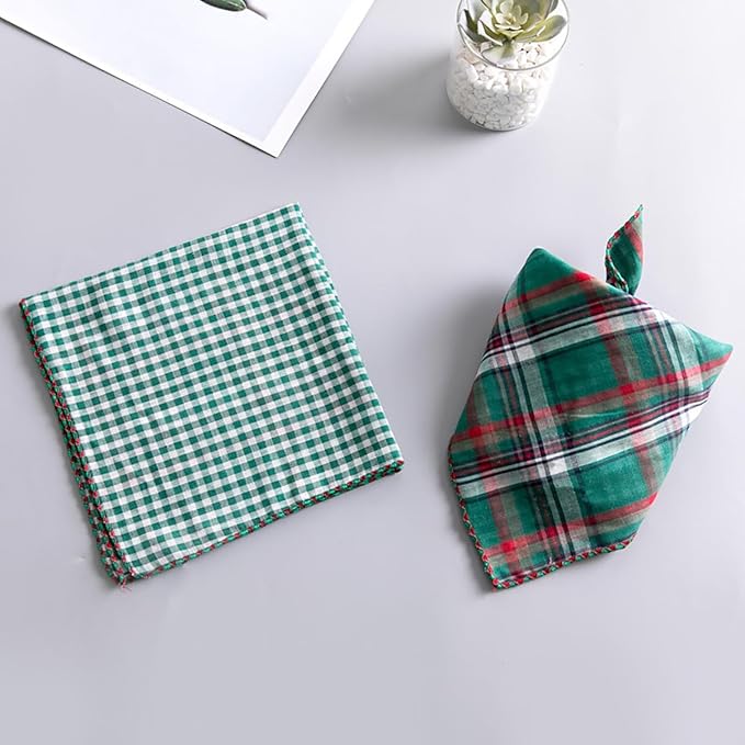 Double Layers Two Tones Dog Cotton Square Bandana Bibs Scarf Kerchief for Small Medium Dogs Boy or Girl - DCB20 G&R