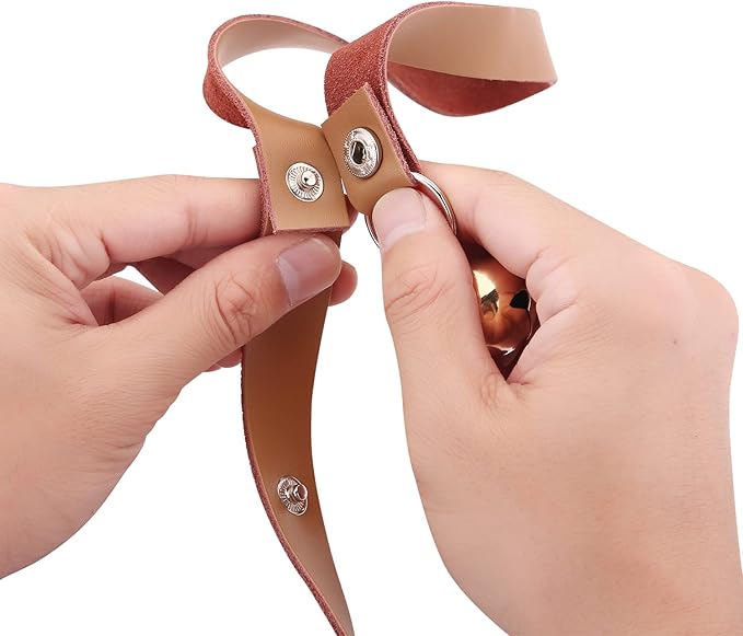 Leather Dog Doorbells for Door Knob, Dog Bells to Go Outside & Puppy Potty Training, Adjustable Brass Dog Bell, Makes Training Your Puppy a Breeze.