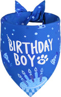 Dog Birthday Bandana Blue Boy XLarge 1PCS, Durable Triangle Reversible Scarf Bibs Handkerchief for Puppy Pet