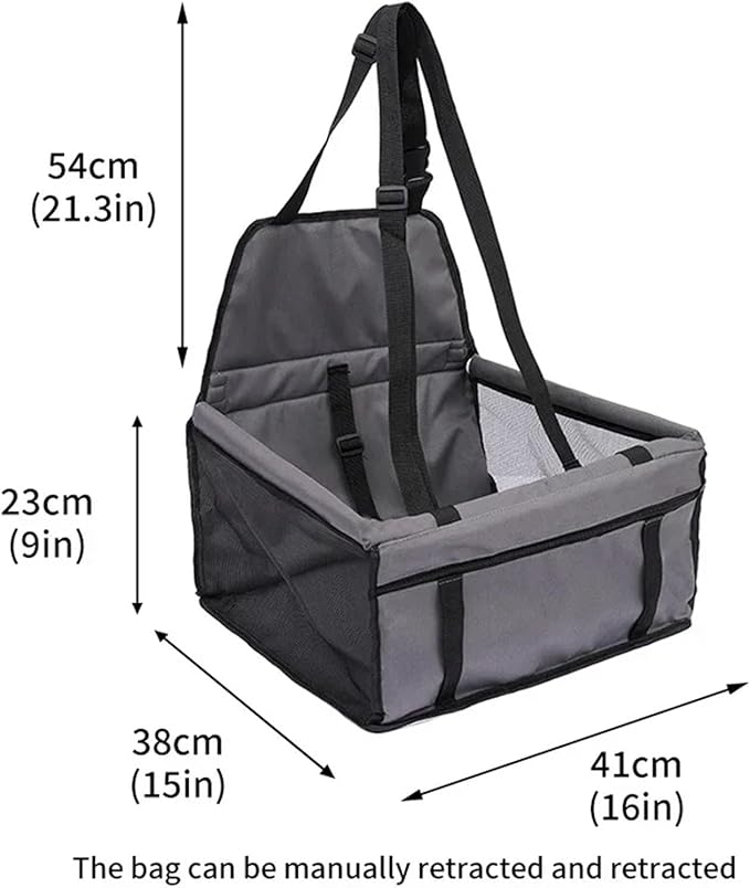 Small Dog Car Seat Shortened Harness with Swivel Metal Spring Hook Ideal Washable Portable Pet Booster Seat Suitable for Small Dogs and Pets(Grey)