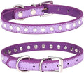 Serijoars Puppy Dog Collar with Crystal Diamond Colorful Bling Girl Puppy Small Dog Cat Collars (XS, Purple)