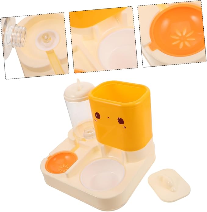 TOYANDONA Dual Pet Feeder Bowls Automatic Dog Cat Feeder Water Fountain Whisker-Friendly Cat Food Bowl Sturdy Base Space-Saving Design