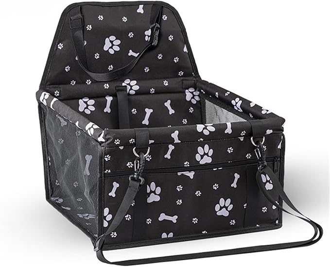ASkinds Dog Car Seat Puppy Portable Pet Booster Car Seat with PVC Support Pipe, Anti-Collapse Elevated Car Seat for Small to Medium Dogs Cats Pets(Black)