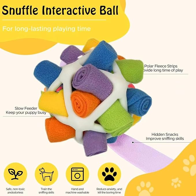 Snuffle Ball for Dogs, Interactive Petle Toys for Training Natural Foraging Skills, Food Ball for S/M/L Dogs (White)