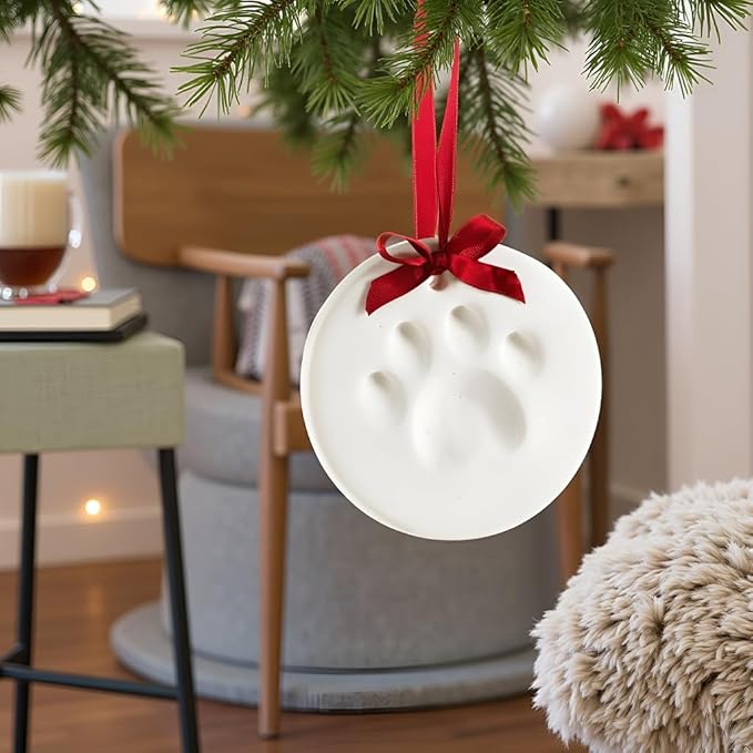 Tiny Ideas Christmas Paw Print Ornament Kit, DIY No Bake No Mess Holiday Keepsake, Dog or Cat Christmas Ornament, Pet Memorial Keepsake