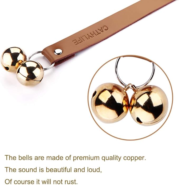 Leather Dog Doorbells for Door Knob, Dog Bells to Go Outside & Puppy Potty Training, Adjustable Brass Dog Bell, Makes Training Your Puppy a Breeze.