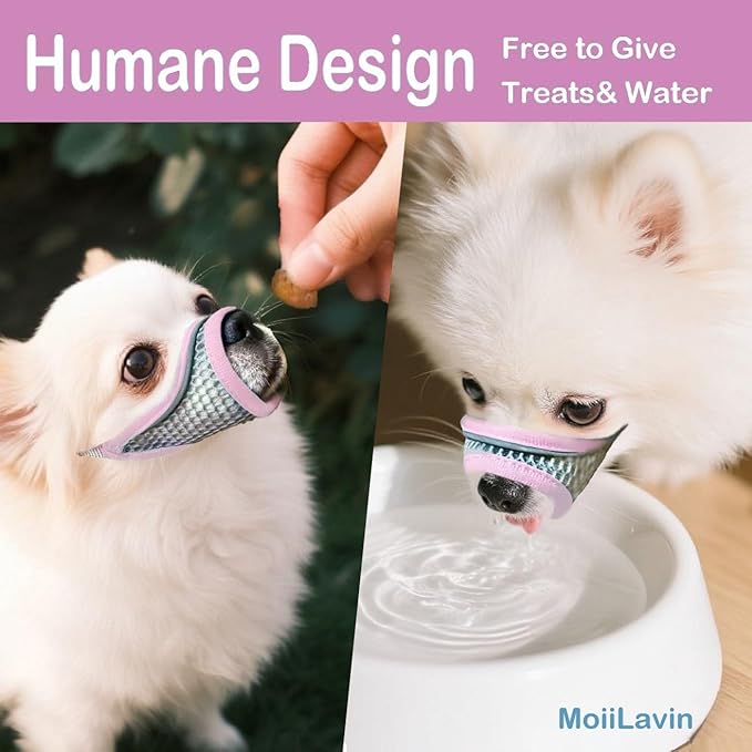 Dog Muzzle, Soft Mesh Muzzles for Small Dogs, Chihuahua Shih Tzu Yorkie Pom, Short Snout Mouth Guard for Barking Biting Grooming, Breathable Adjustable Puppy Muzzle (Crystal‌ Pink, XXS)