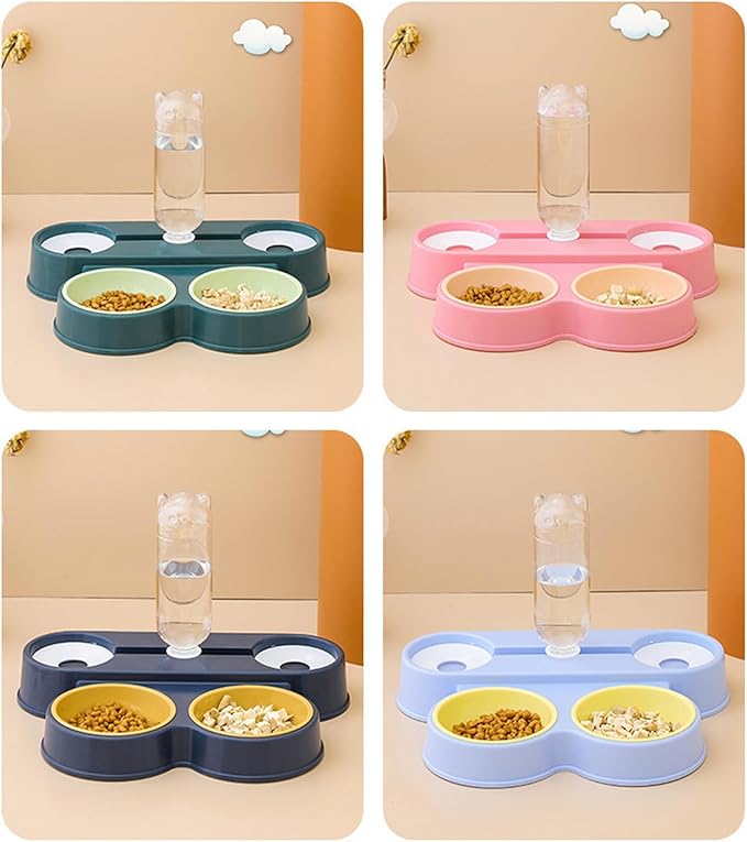 4 in 1 Dogs Feeders Automatic Cats Food Water Bowl Food Waterer Double Large Capacity Double Bowl Pet Supplies Dog Feeder Automatic